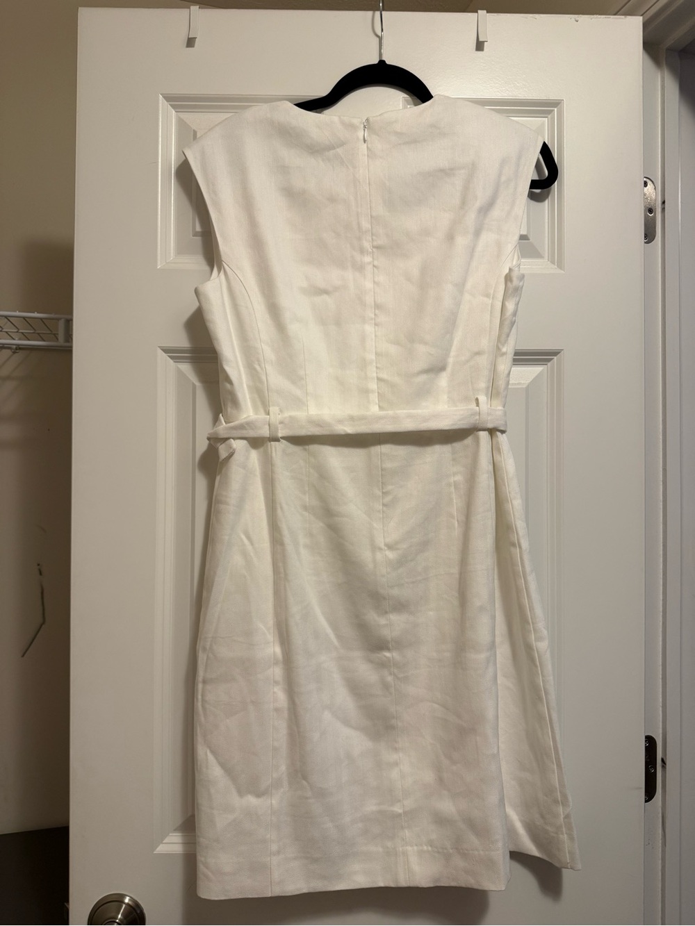 NWT Ann Taylor Sleeveless White Belted Linen Shift Dress - Picture 4 of 7
